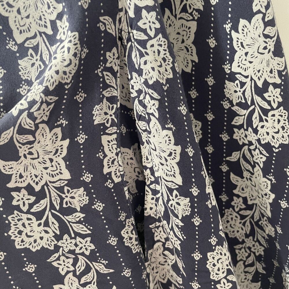 Japna XS Boho Floral Harem Jumpsuit Sleeveless V Neck Wide Leg Romper Blue White - Picture 12 of 14